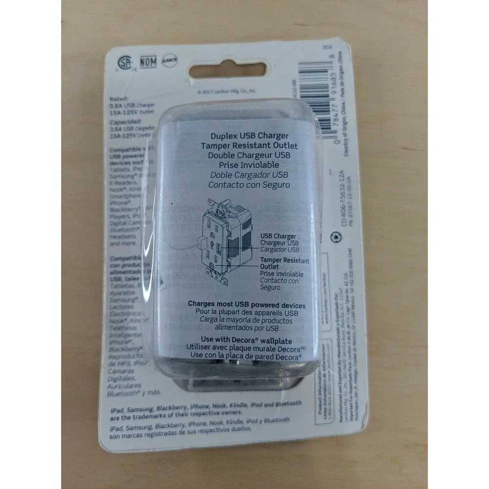 Leviton Outlets USB‎ Dual Type A In-Wall Charger 15-Amp Tamper-Resistant Brown